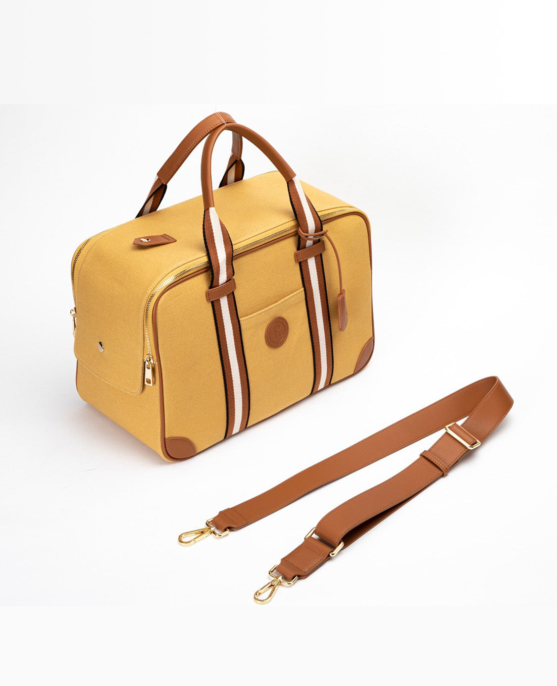 yellow mustard canvas dog carrier with strap