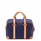 backside look of navy blue canvas dog carrier