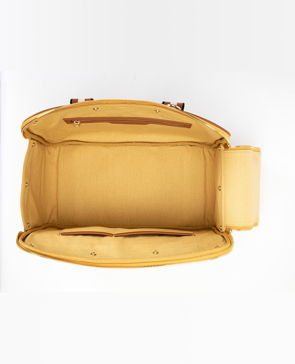 inside look of yellow mustard canvas dog carrier